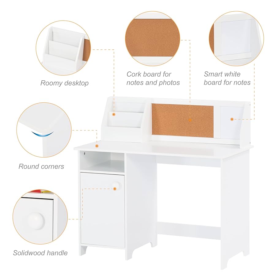 Amazon.com: UTEX Kids Study Desk with Chair, Wooden Children